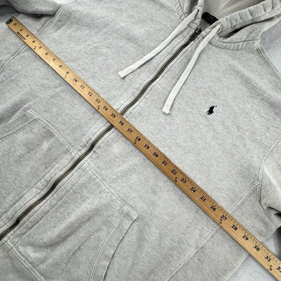 Polo Ralph Lauren Men’s 3XLT Gray Full Zip Hoodie Thermal Waffle Knit Lined Hood - Picture 9 of 13
